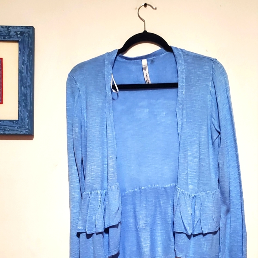 Sky Blue NY Collection Ruffled Shrug